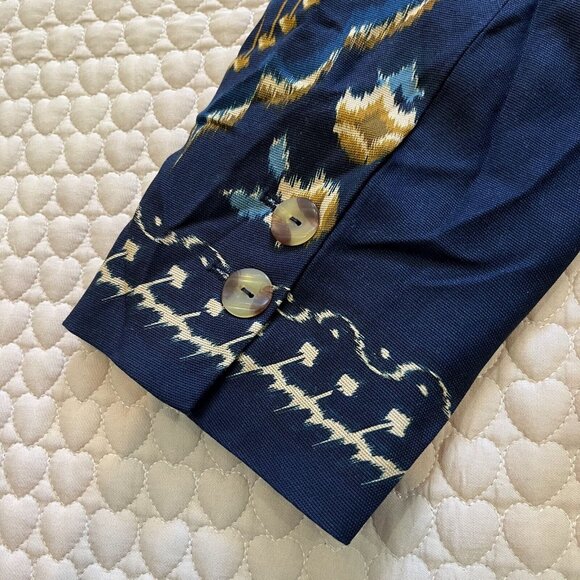 NWOT Farm Rio unisex Blue Pineapple Ikat Blazer Size L 100% Cotton - Picture 13 of 16
